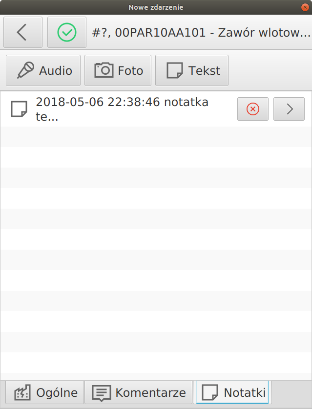 zgloszenie serwisowe lista notatki