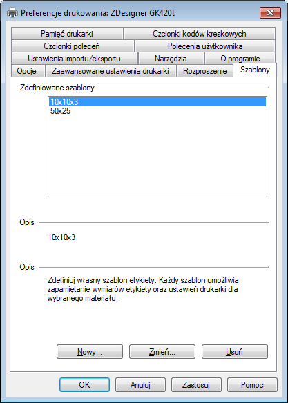 hardware configuration zebra define label template