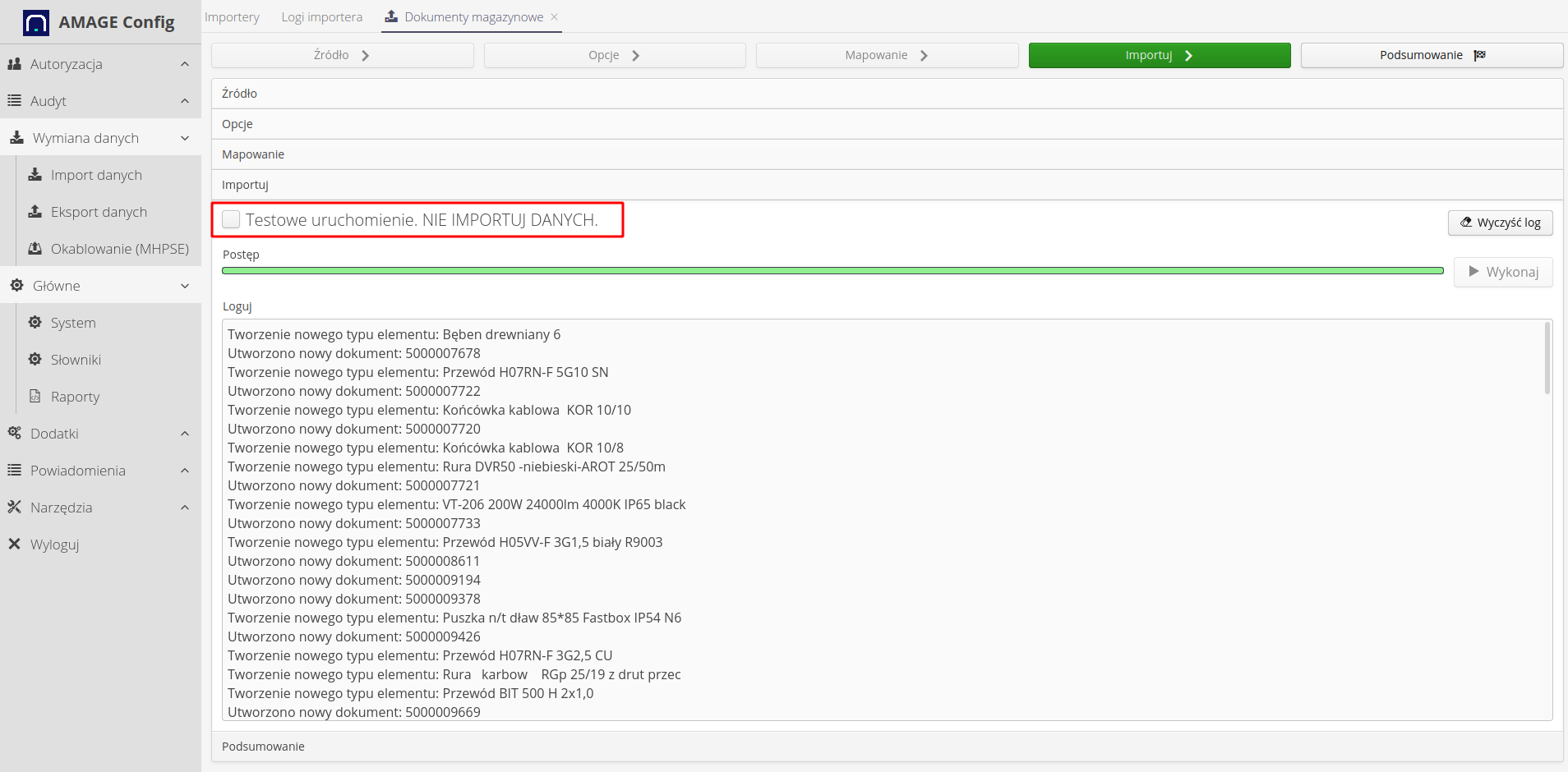 delivery import warehouse documents bf588