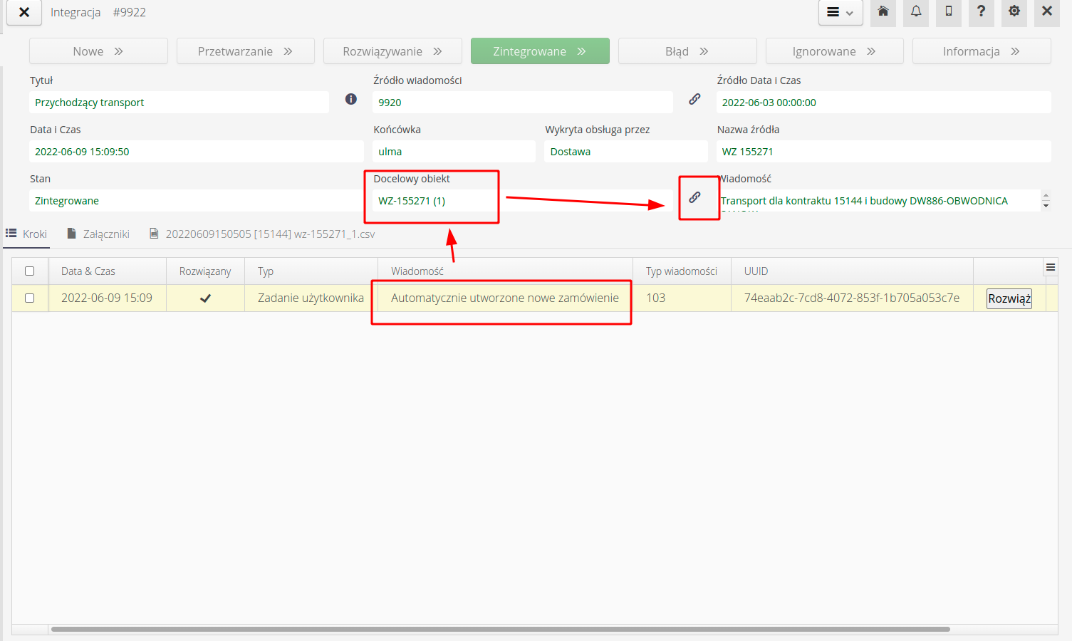 delivery integration handling 593a0