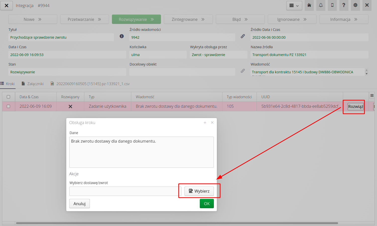 delivery integration handling 5bbba