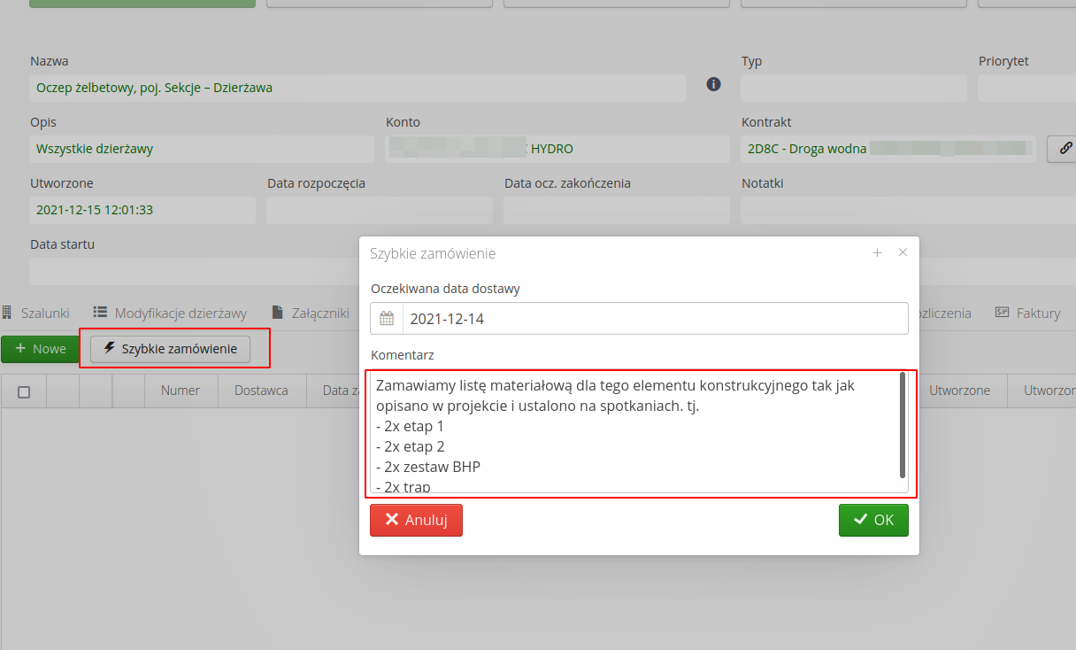 construction order to warehouse and lease 22c73