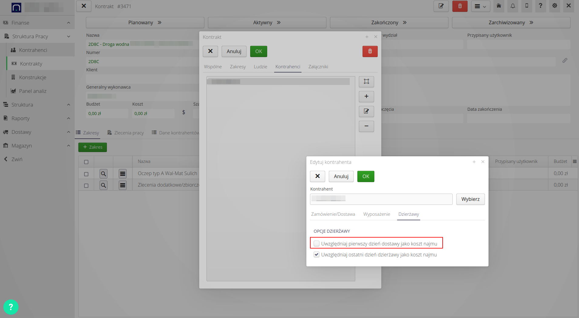 construction order to warehouse and lease 317ed