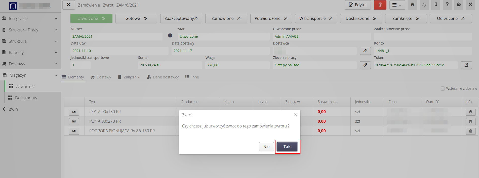 construction delivery return 96493