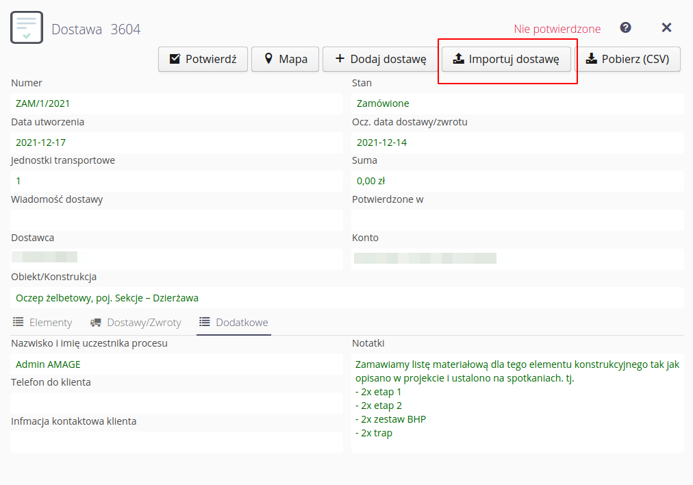 construction order to warehouse and lease c6155