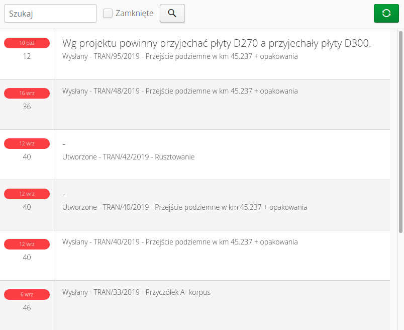 reklamacje lista