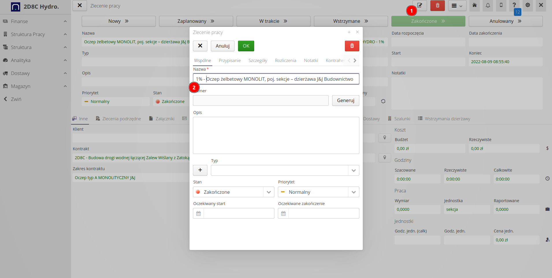 construction change lease rate on ongoing project 68677